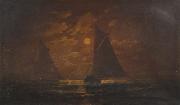 Charles S. Dorion moonlit seascape oil painting on canvas